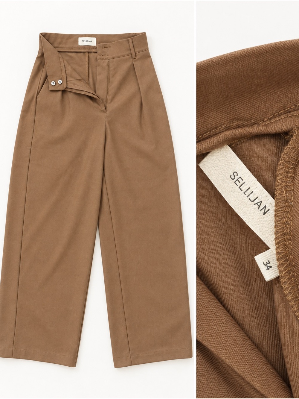Sellijan Brown Wide-Leg High-Rise Pants